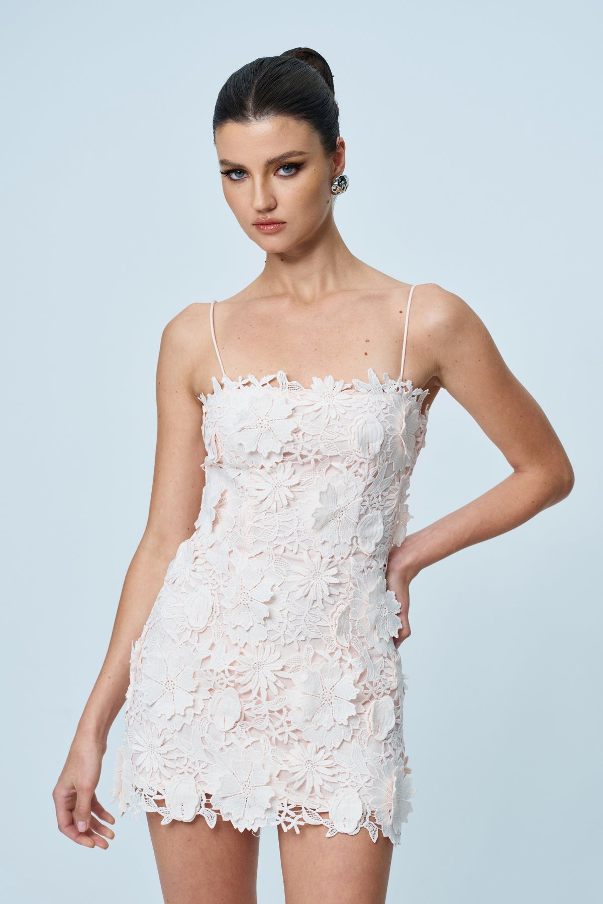 Opal Boheme Dantel Detay Çiçekli Mini Elbise