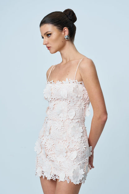 Opal Boheme Dantel Detay Çiçekli Mini Elbise