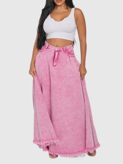 Ayleen Pembe Maxi Kot Etek