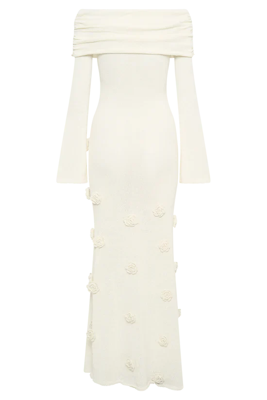 Infinite Rush Örme Gül Detaylı Uzun Elbise