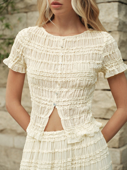 Bloom Fırfırlı Crop Top Etek Takımı