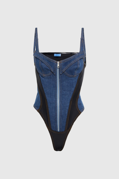 Balius Deconstruct Mavi Spagetti Bodycon Bodysuit