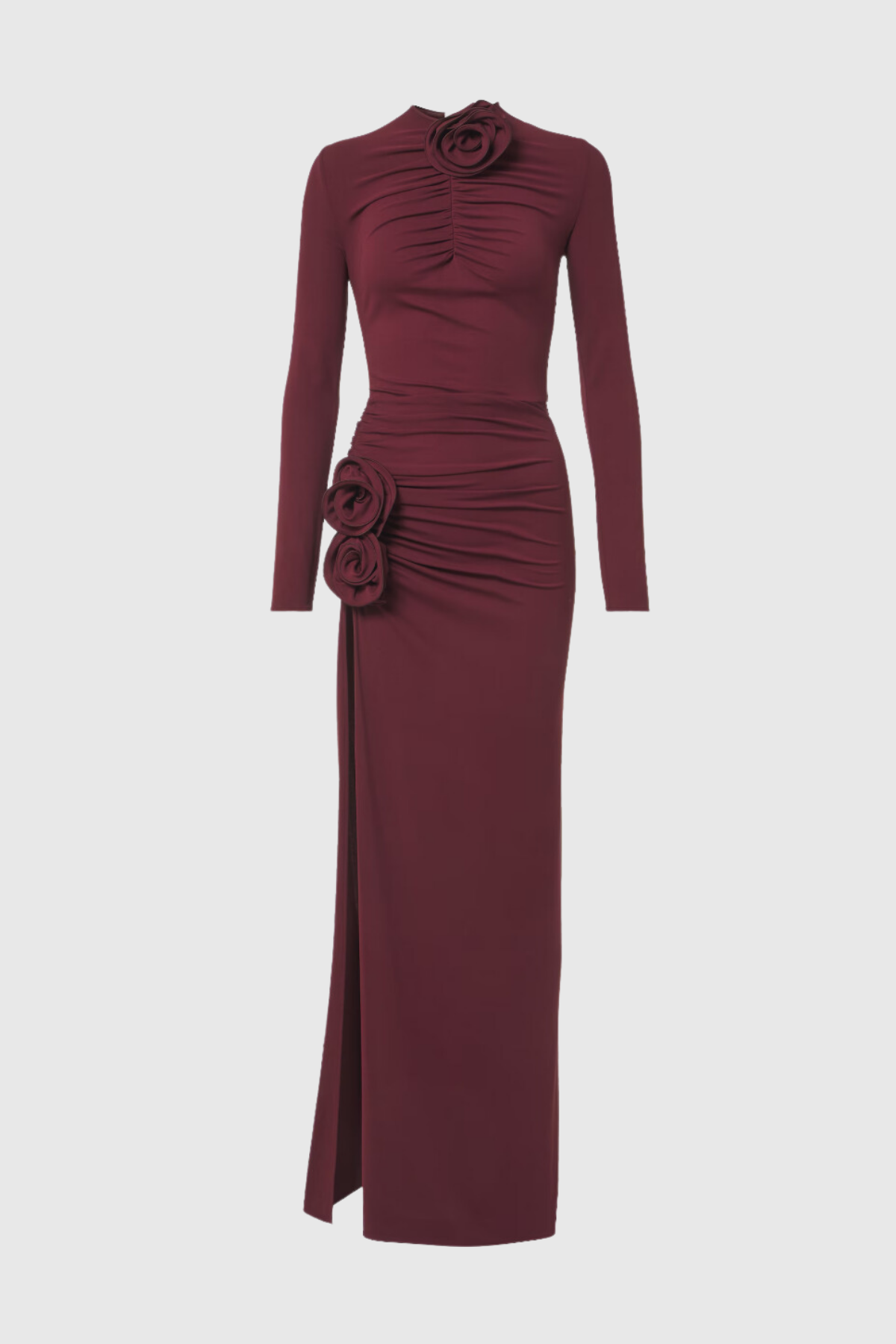 Ballard Büzgülü Yırtmaçlı Çiçekli Vücuda Oturan Maxi Elbise