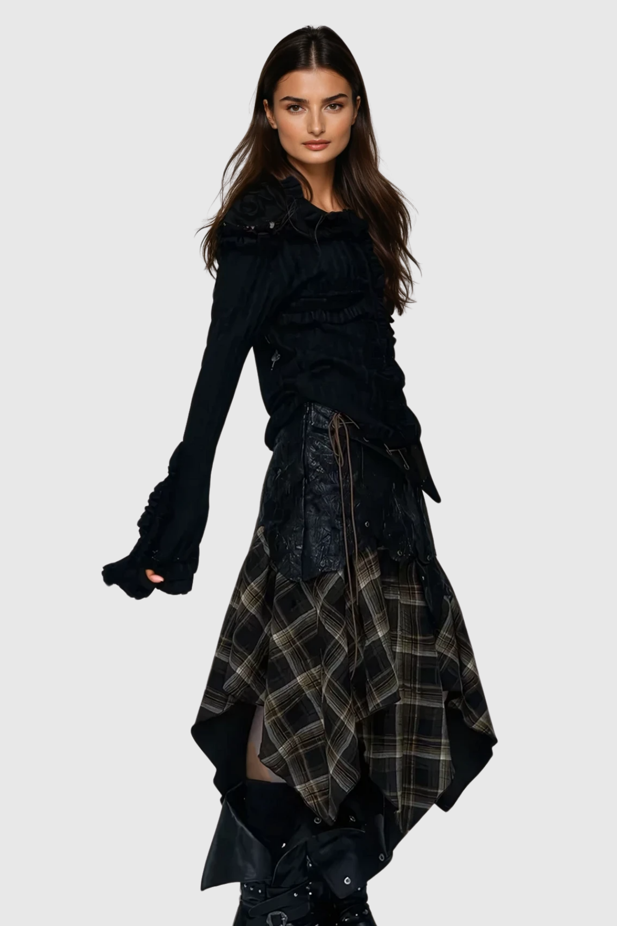 Gilded Lily Asimetrik Tokalı Bağcıklı Etek