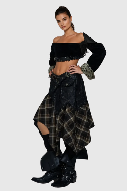 Gilded Lily Asimetrik Tokalı Bağcıklı Etek