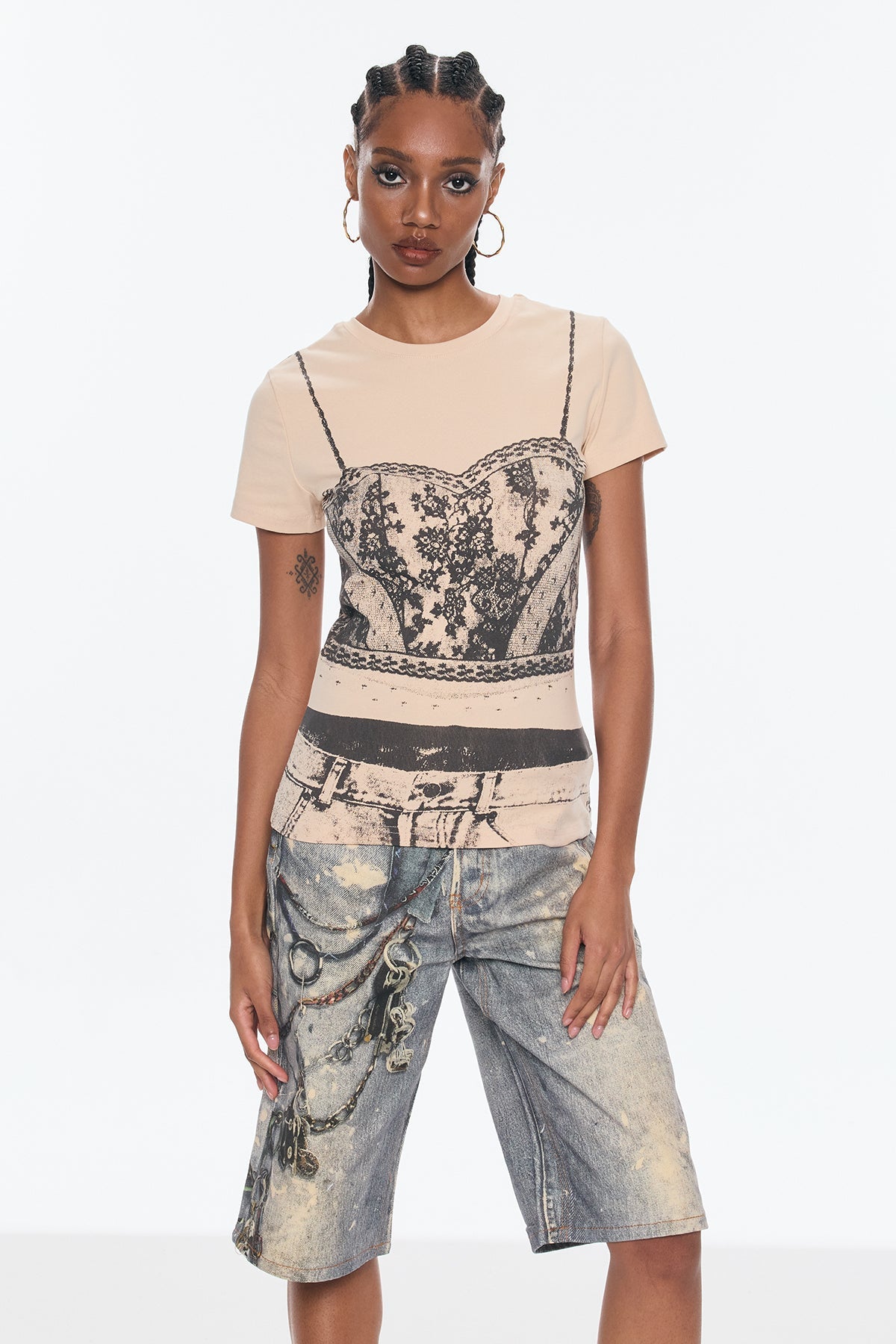 Bena Dantel Baskılı Tişört