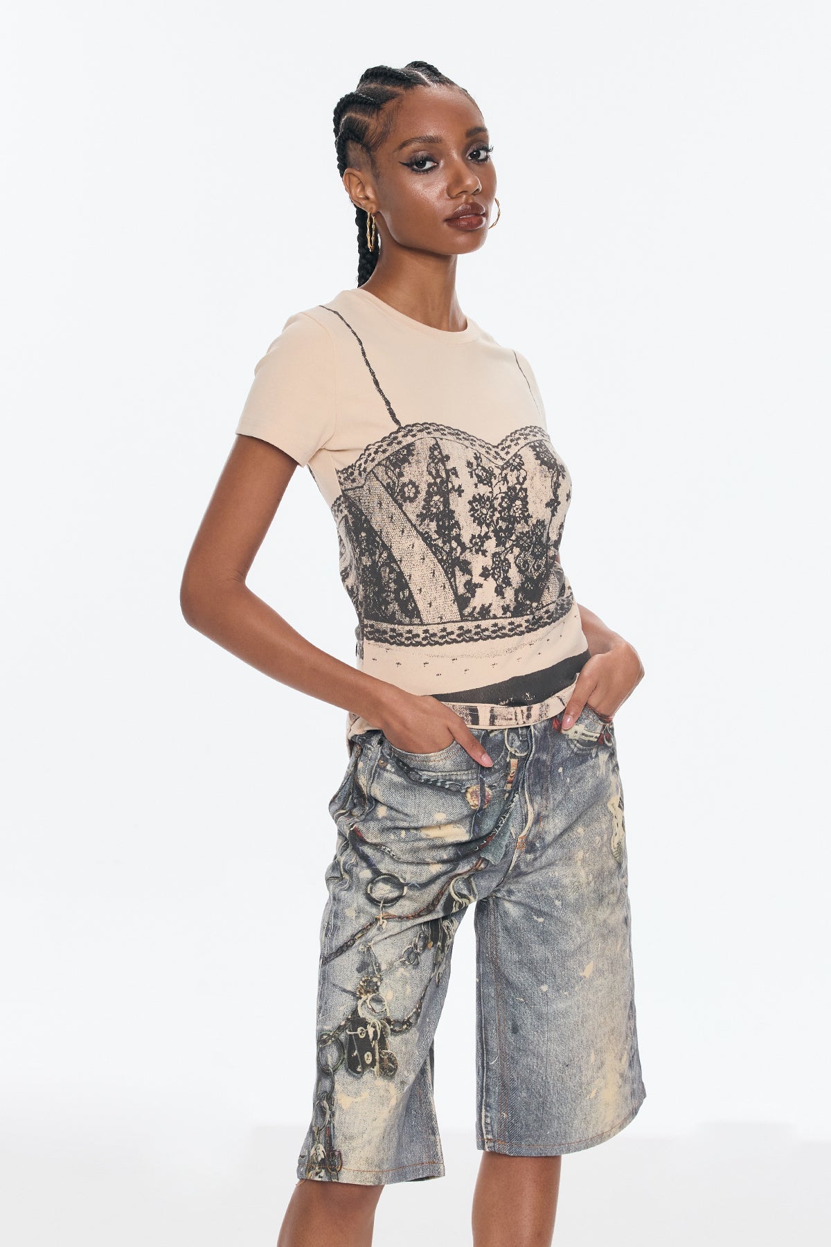 Bena Dantel Baskılı Tişört