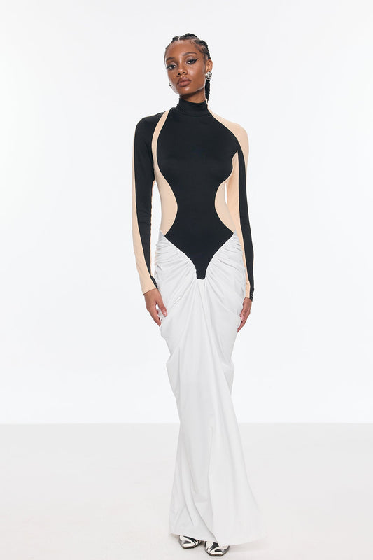Celeste Bodycon Ön Yırtmaç Detaylı Uzun Elbise