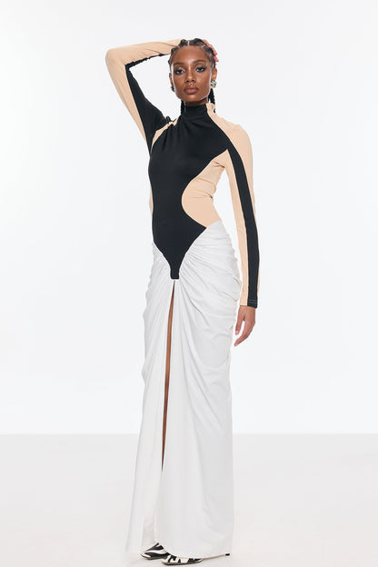 Celeste Bodycon Ön Yırtmaç Detaylı Uzun Elbise