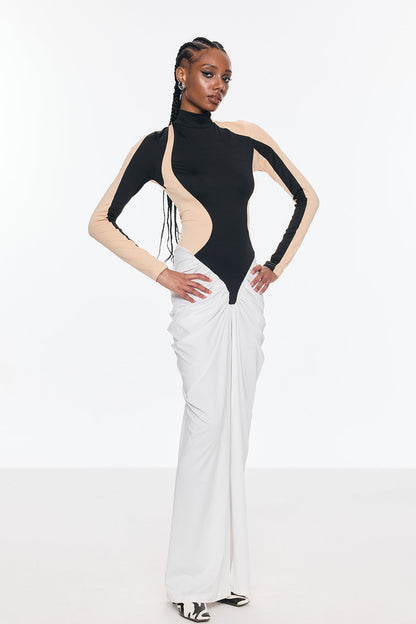 Celeste Bodycon Ön Yırtmaç Detaylı Uzun Elbise