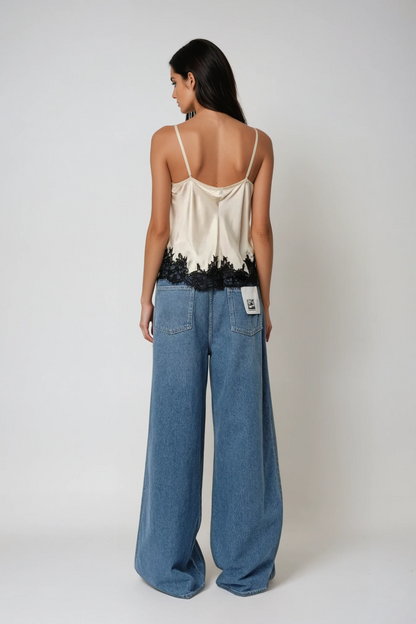 Bess Lace Saten Üst Kayısı Rengi