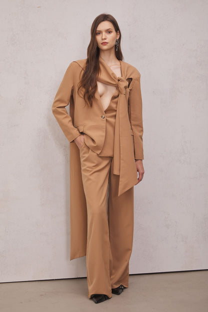 Claire Kesik Detaylı Blazer Takım (Kahverengi)
