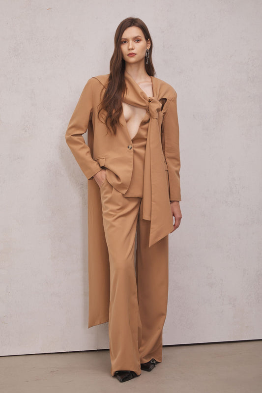Claire Kesik Detaylı Blazer Takım (Kahverengi)