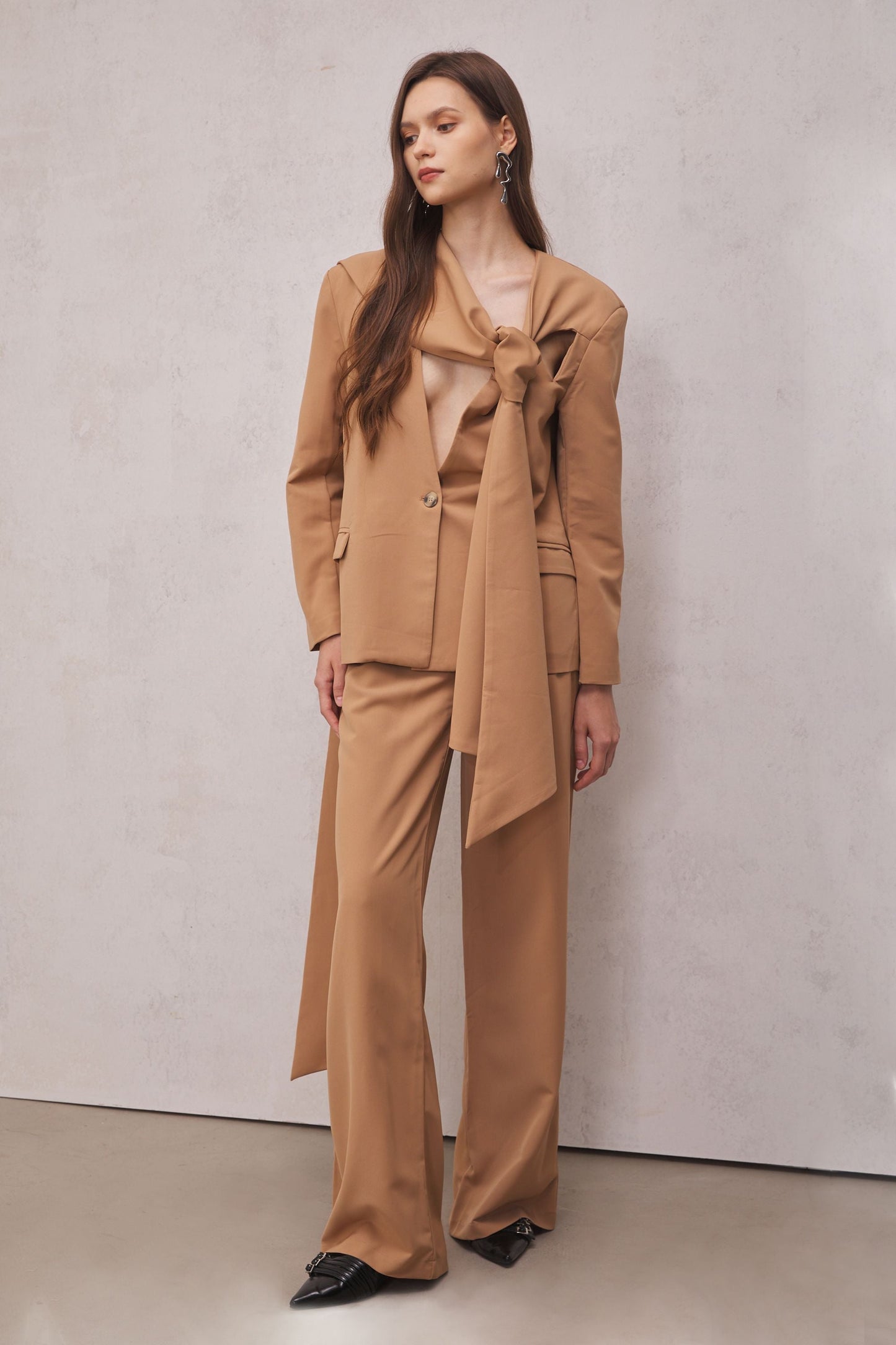 Claire Kesik Detaylı Blazer Takım (Kahverengi)