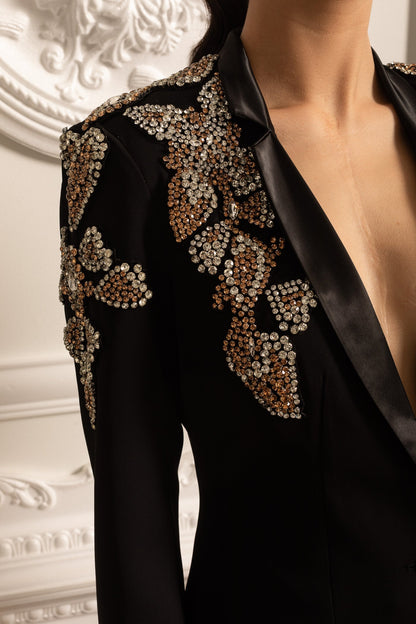 Boss Lady Taş Detaylı Ceket ve Pantalon Takımı