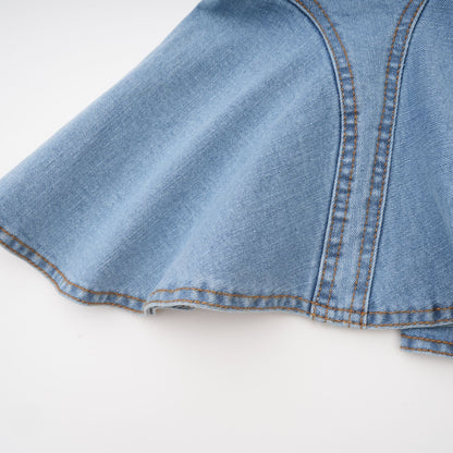 Cosmic Wave Denim Fırfırlı Etek
