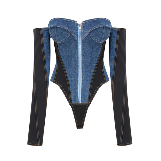 Haunted Korse Denim Bodysuit
