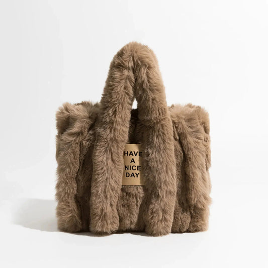 Fluffy Faux Fur Tote Çanta