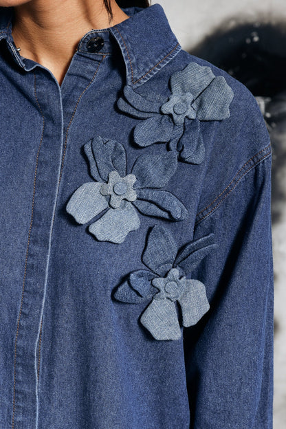Gina Çiçek Denim Gömlek