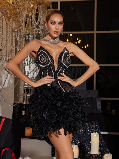 Tundra Bloom Tüy Süslemeli Mini Elbise