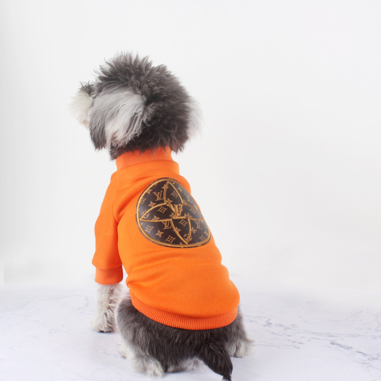 LV Orange Black Leather Logo Sweatshirt