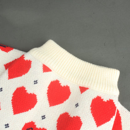 GG Heart Ribbed Trim Pet Sweater