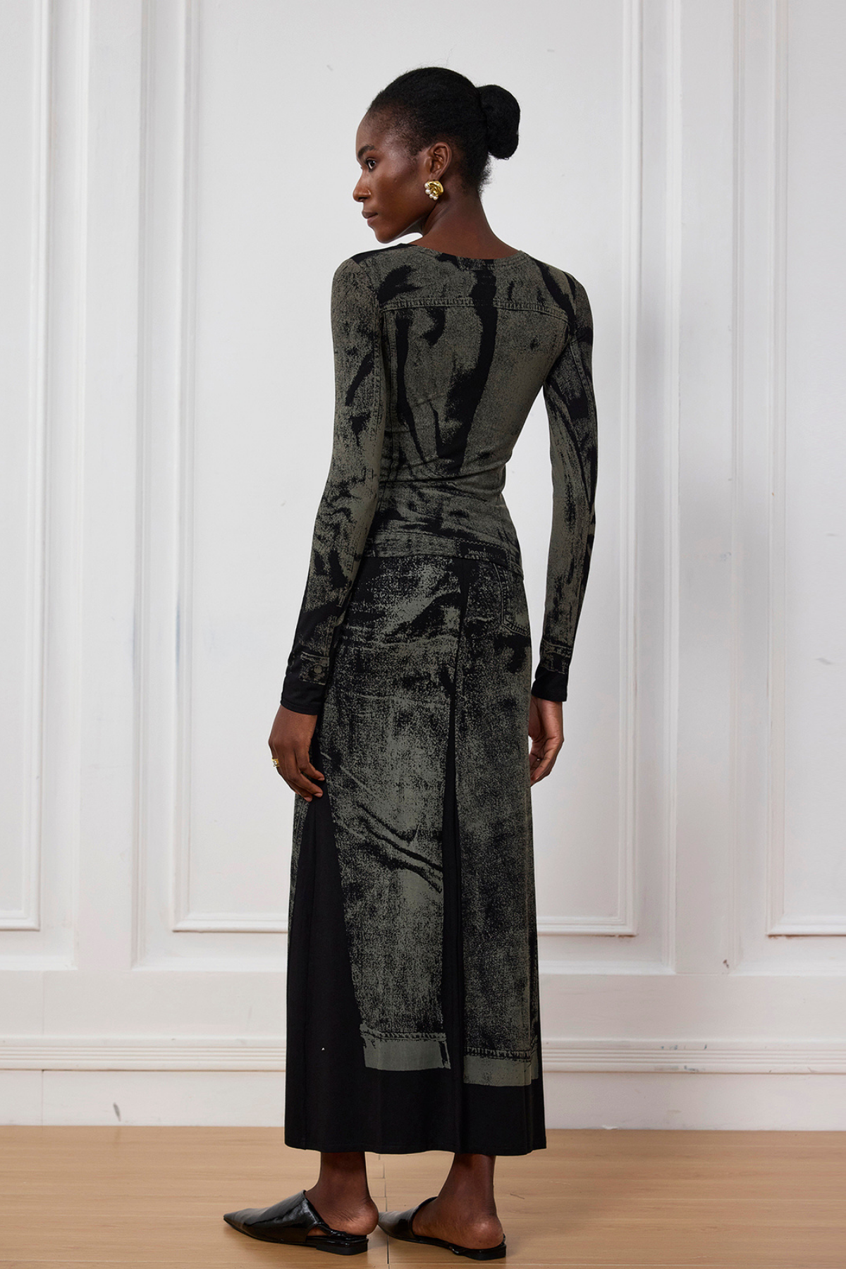 İndigo İllüzyon Desenli Bodycon Üst