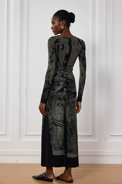 İndigo İllüzyon Desenli Bodycon Üst