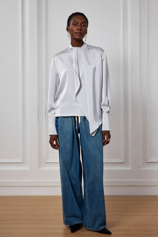 Kara Saten Dantelli Püsküllü Üst