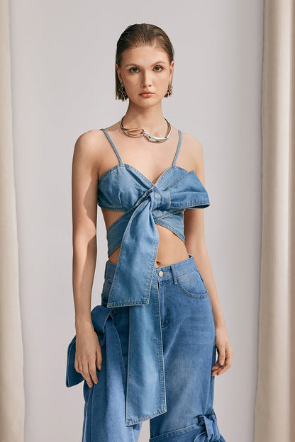 CELİNE Fiyonk Detaylı Denim Üst