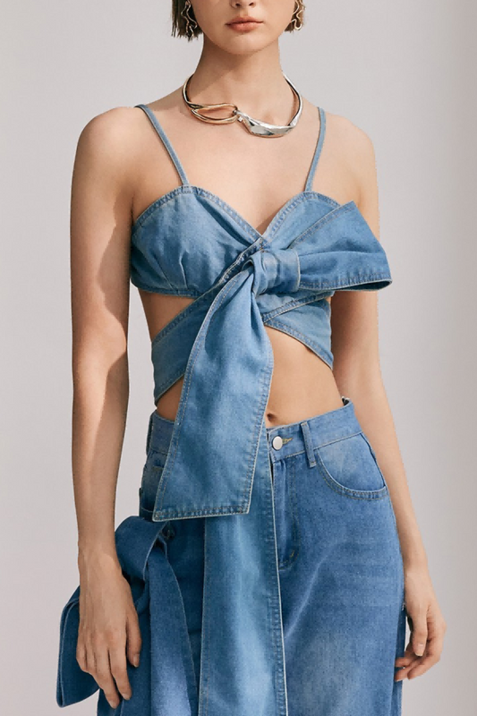 CELİNE Fiyonk Detaylı Denim Üst