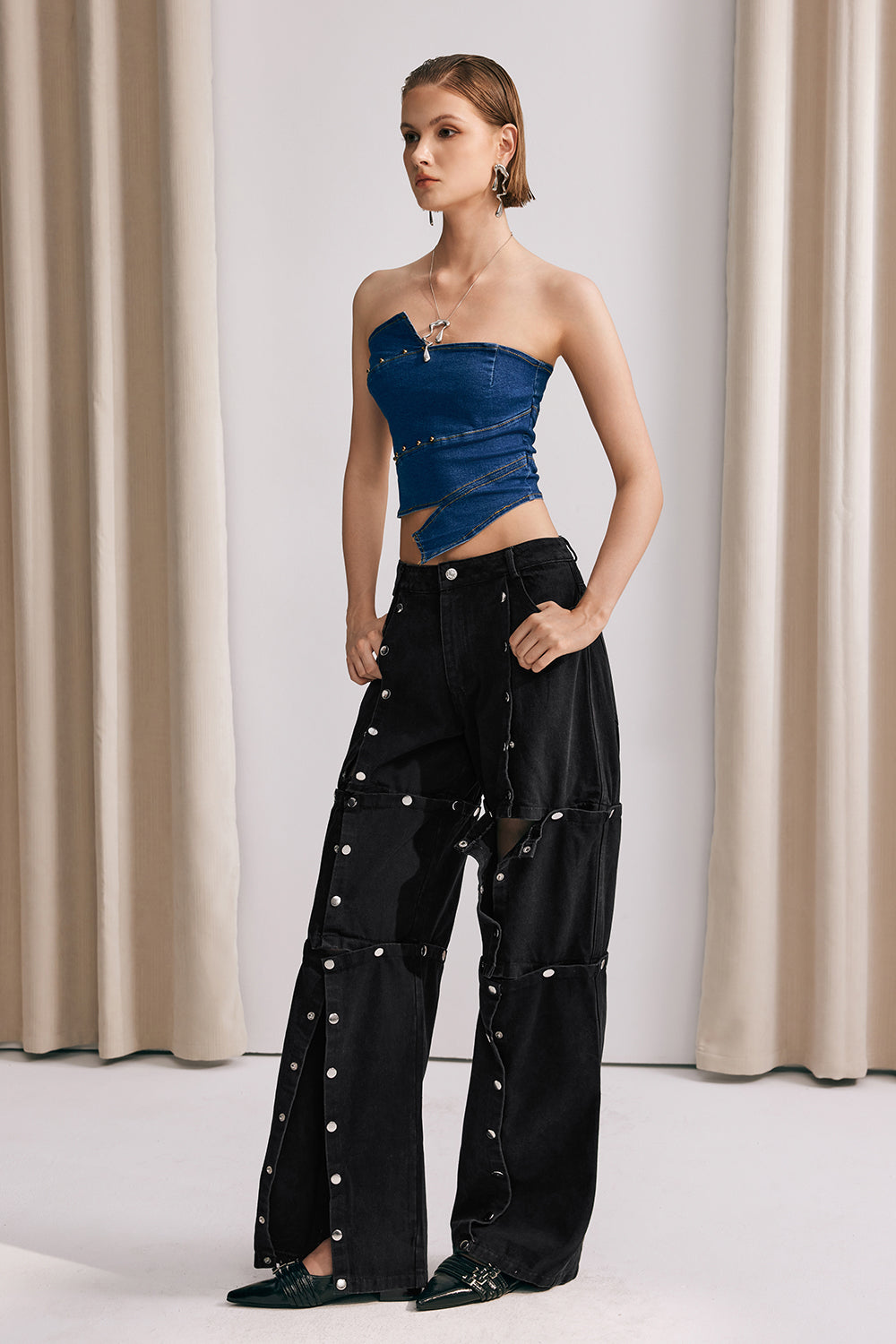 Luisa Düğme Detaylı Kot Pantolon