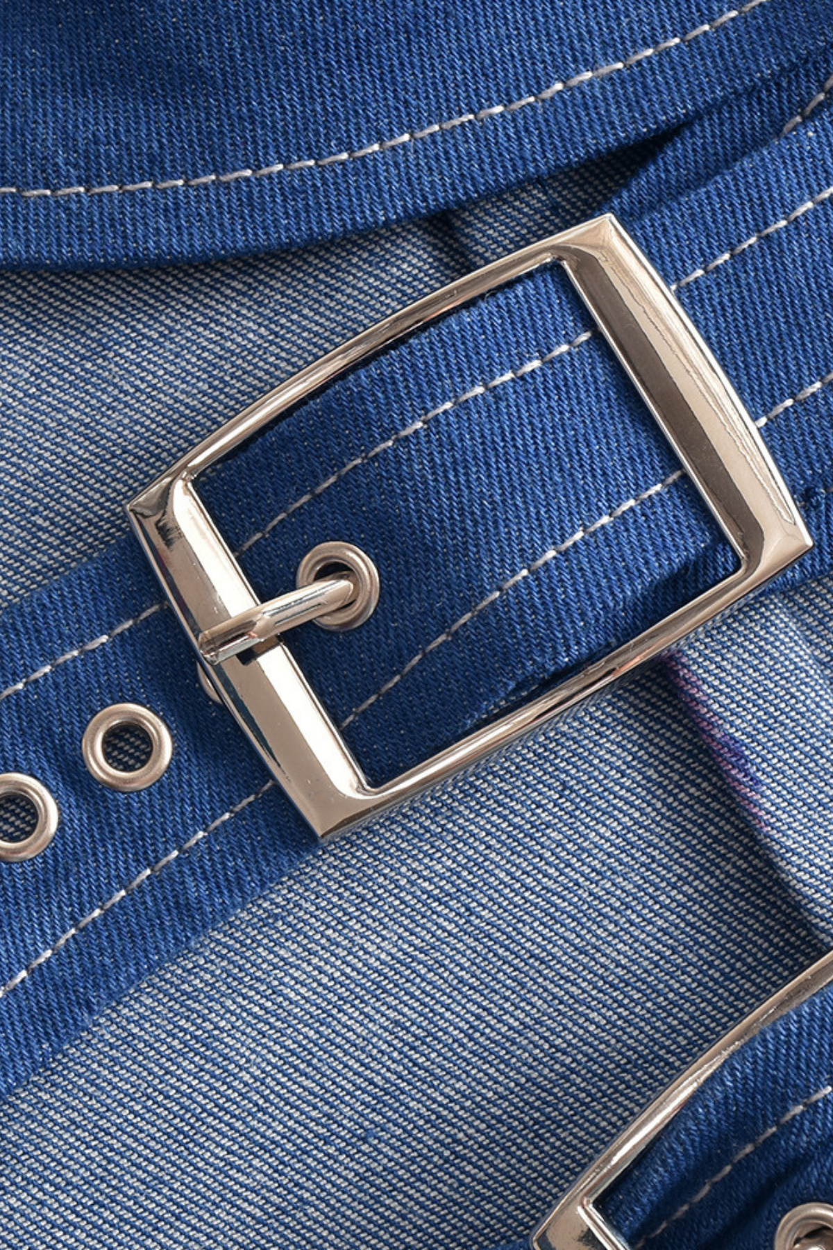 Meher Dekolteli Straplez Denim Üst