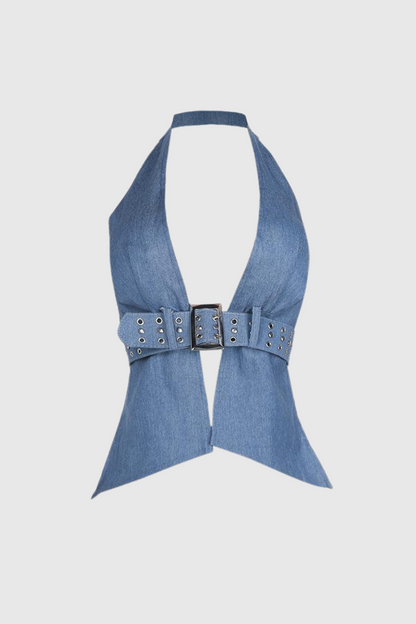 Mercy Tokalı Boyundan Bağlamalı Sırtsız Üst