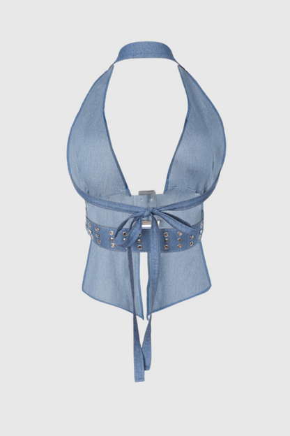 Mercy Tokalı Boyundan Bağlamalı Sırtsız Üst