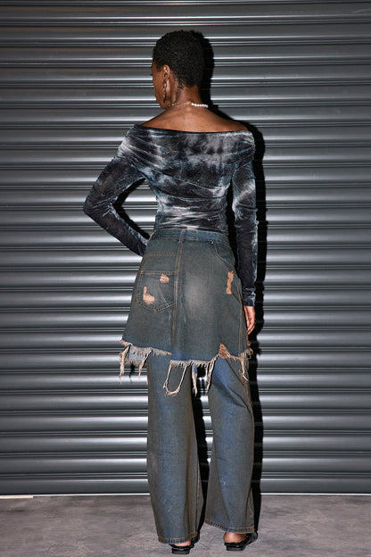 Mishka Asimetrik Püsküllü Kot Pantolon