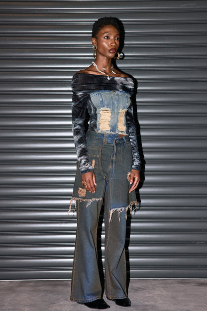 Mishka Asimetrik Püsküllü Kot Pantolon