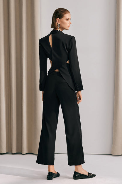 Morgan Asymmetric Cutout Blazer In Black