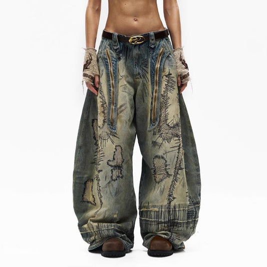 Moondance Nakışlı Denim Pantolon