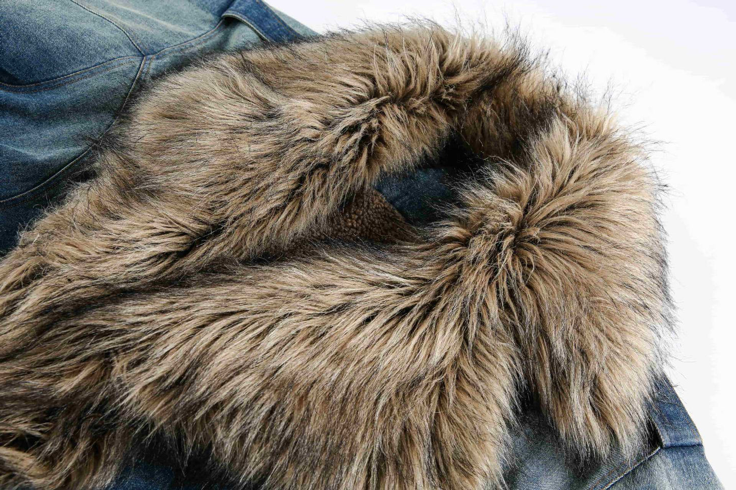 Luzz Retro Kürk Detaylı Denim Ceket