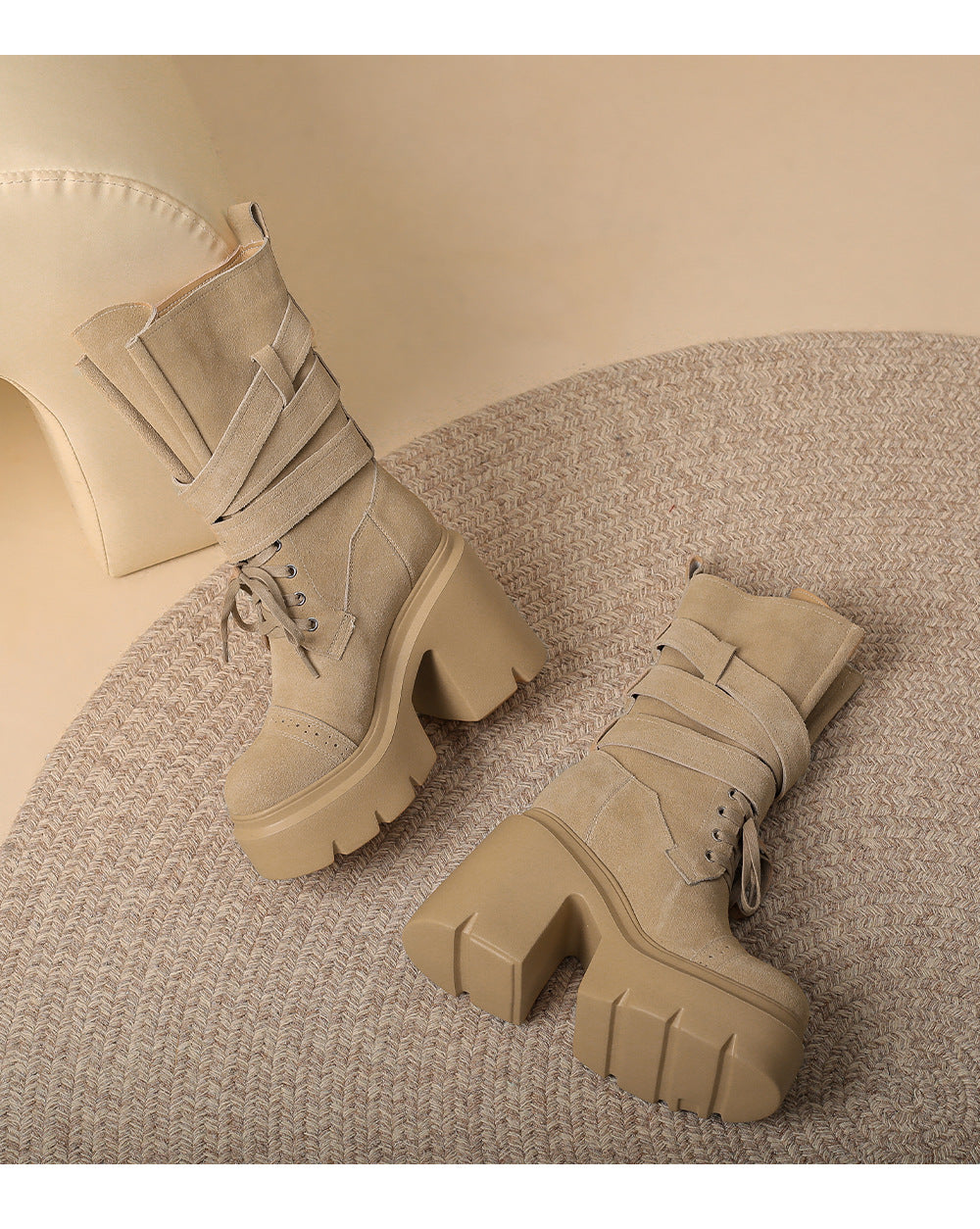 Luzz Nubuk Deri Kalın Topuk Şövalye Çizme