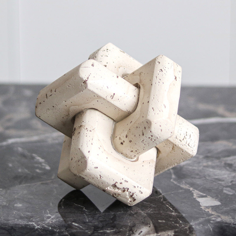 Wabi-sabi tarzı soyut geometrik halka tokası taklit traverten kaba sanat süsleri