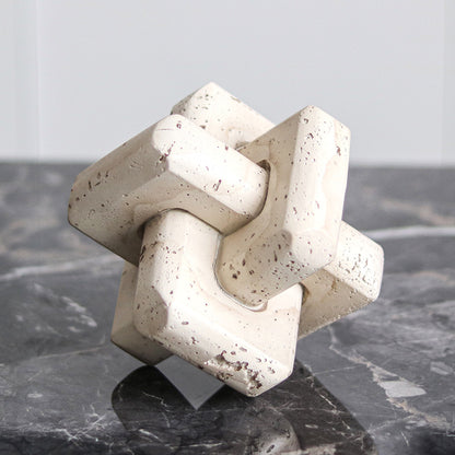 Wabi-sabi tarzı soyut geometrik halka tokası taklit traverten kaba sanat süsleri