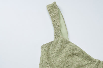 Fille De Fer Dantel Mini Elbise