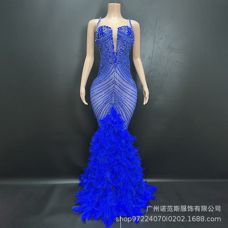 Bella Donna Taşlı Transparan Elbise