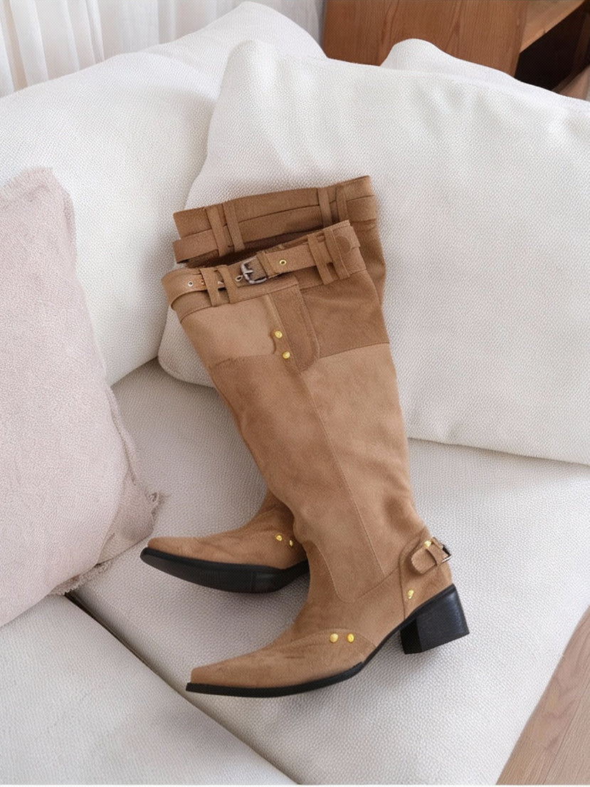 Luzz Kalın Topuklu Western Kovboy Çizme