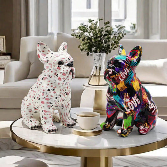 Modern grafiti oturan bulldog yaratıcı ev şarap dolabı dekorasyonu ofis masaüstü takı el sanatları
