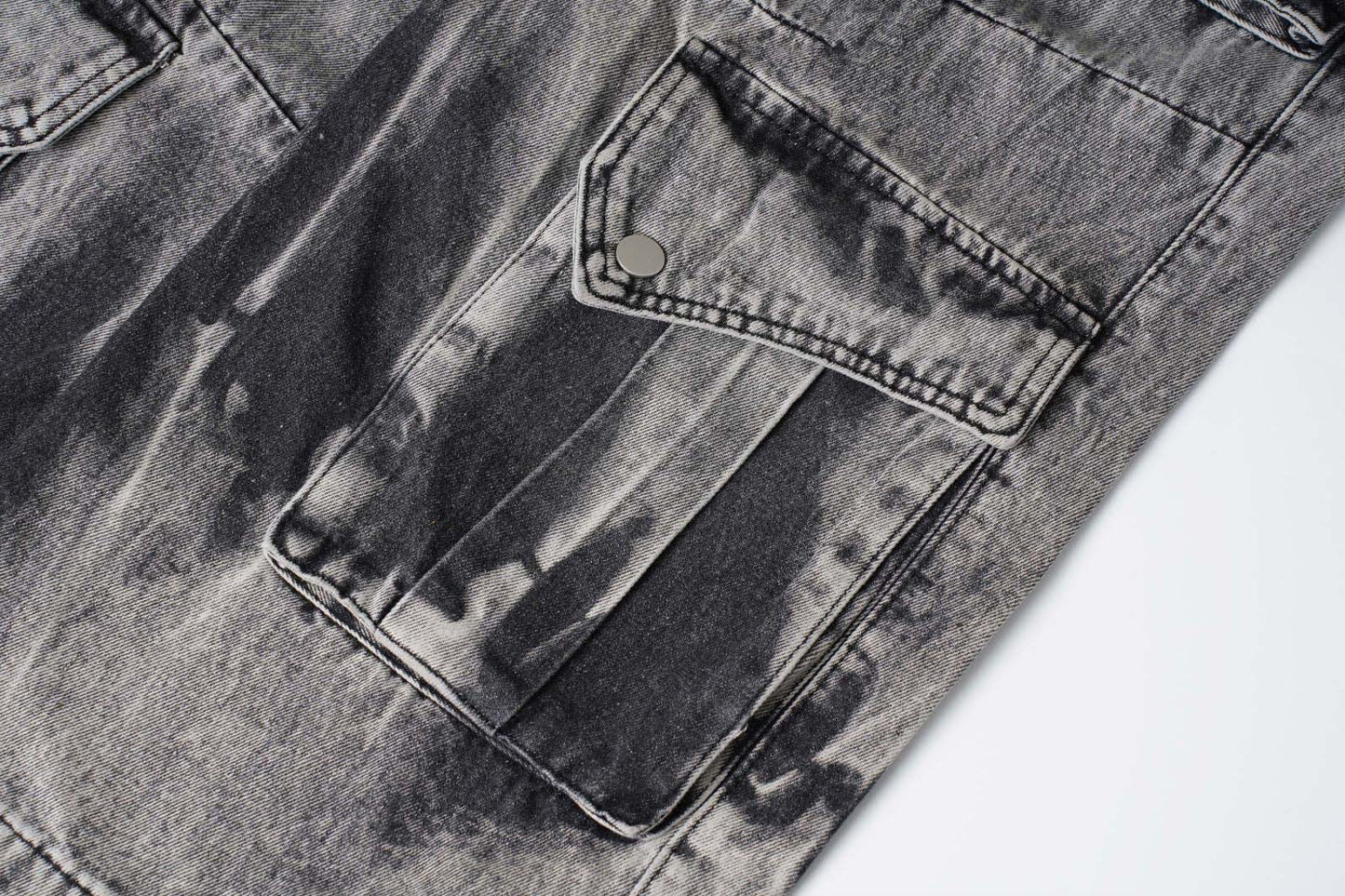 Luzz Retro Batik Cepli Denim Kargo Pantolon