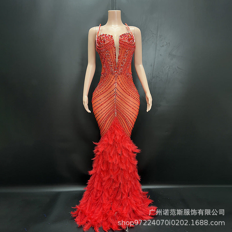 Bella Donna Taşlı Transparan Elbise