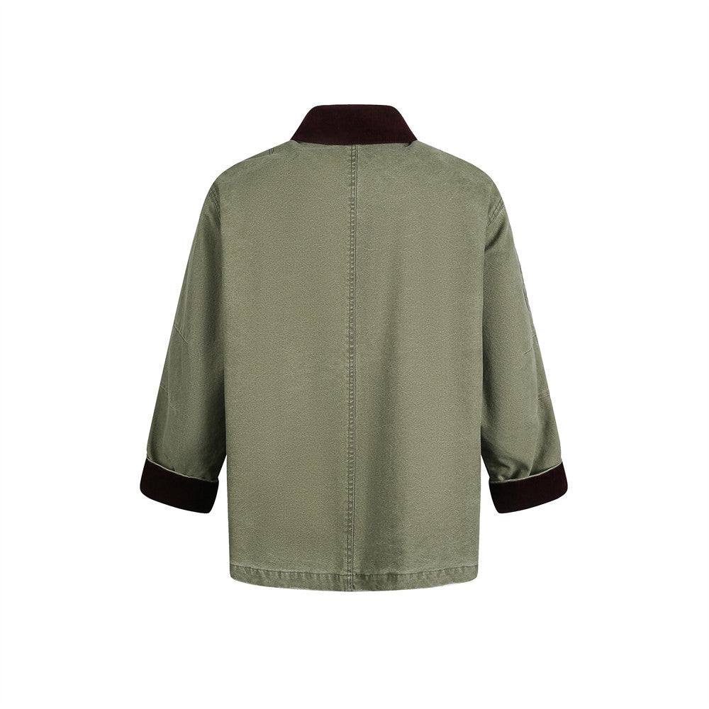 Luzz Retro Tasarım Renk Bloklu Devrik Yaka Bol Ceket